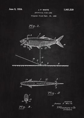 1903 Antique Fishing Lure Patent Print Fishing Lure Invention Blueprint  Fishing History Nostalgic Fishing Drawing Fisherman Gift 