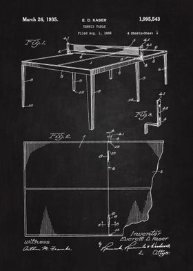 1935 Tennis Table Patent