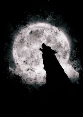 wolf and moon