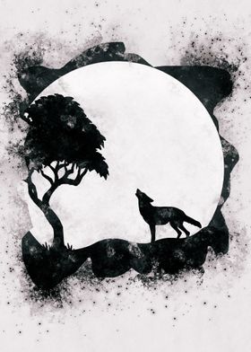 wolf with tree