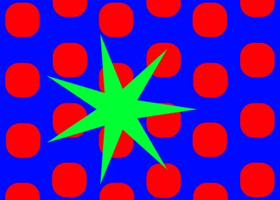 Green Star on Red Dots