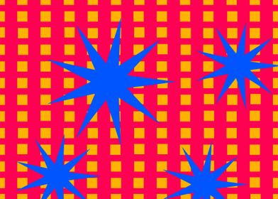 4 Blue Stars on Squares