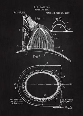 1889 Fireman Helmet Patent