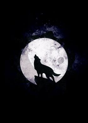 wolf with moon