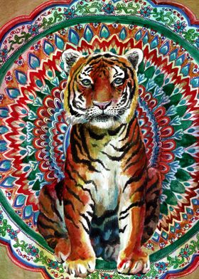 Tiger Watercolor Mandala