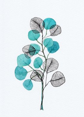 Watercolor + ink leaves
