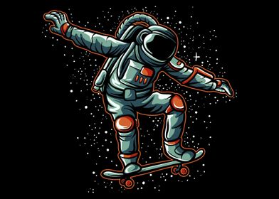 Astronaut Skateboarding