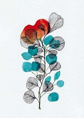 Watercolor + ink leaves 2