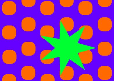 Green Star on Orange Dots