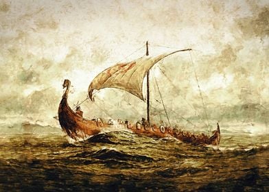 ancient rough Viking ship