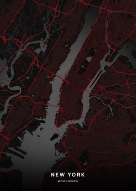 New York Red City Map