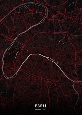 Paris Red City Map