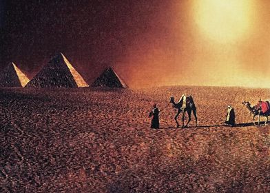 Pyramids Egypt camel men