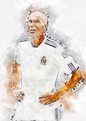 zinedine zidan watercolor 