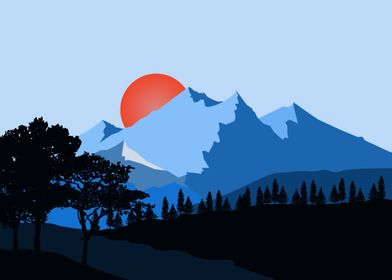 blue mountain flat design