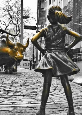 Charging bull girl