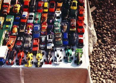 Toy cars on fleamarket