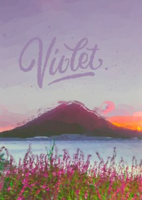 Violet mountain painting