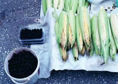 Corn and blackberries