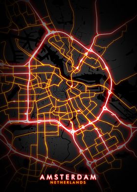 Amsterdam Map City Glow