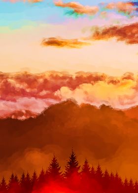 Fall Sunset painting