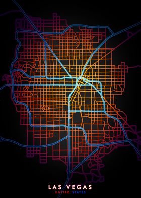 Las Vegas Map NeonLight