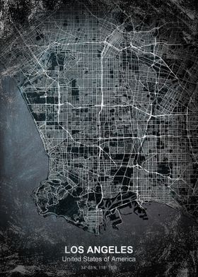 los angeles chalkboard map