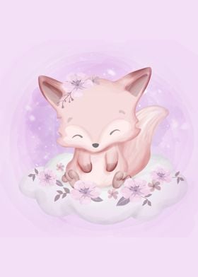 watercolor baby fox