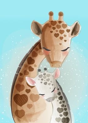 mommy and baby giraffe