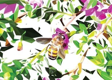 Low Poly White Honey Bee