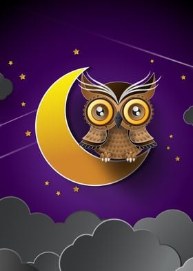 owl and moon