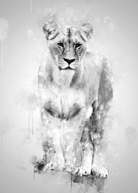 Female Lion BW