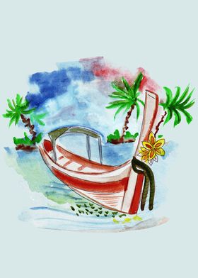 Watercolor boat