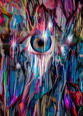 Eye in colorful space