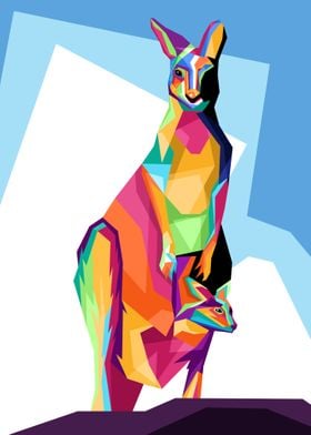 kangaroo wpap pop art 