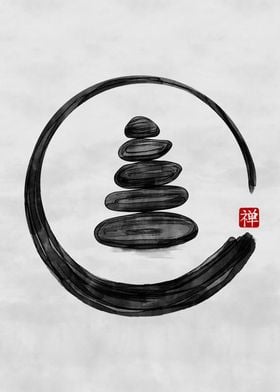 Zen Enso Circle and stones