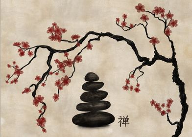 Zen stones Sakura Tree