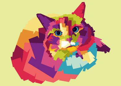 colorful cat in pop art