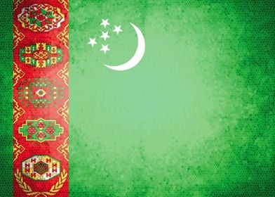 Turkmenistan vintage flag