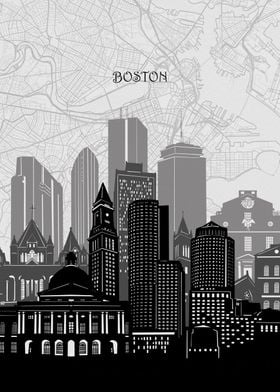 boston cityscape map