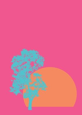 Neon Minimalist Tree  Sun