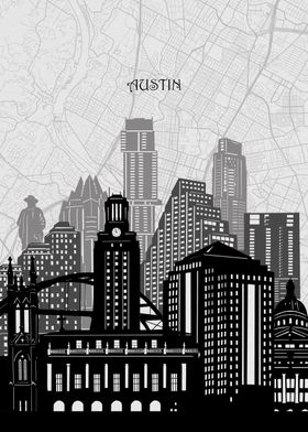 austin cityscape map