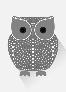 Cute owl in grey