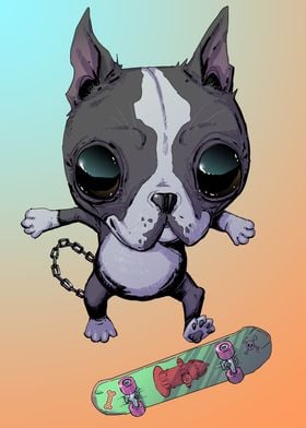 Cool Skateboarding Dog