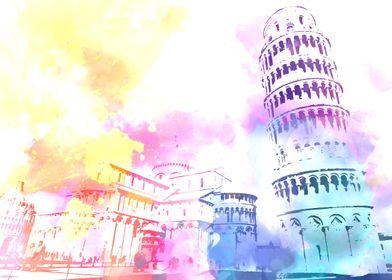 Pisa Tower Water Color