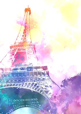 Eiffel Tower Water Color