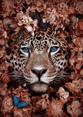 jaguar in flowers pinting 