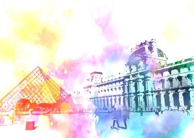 Louvre Museum Watercolor