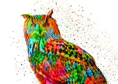 Owl polyart white bg