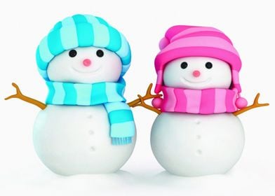 two snowmen art christmas 